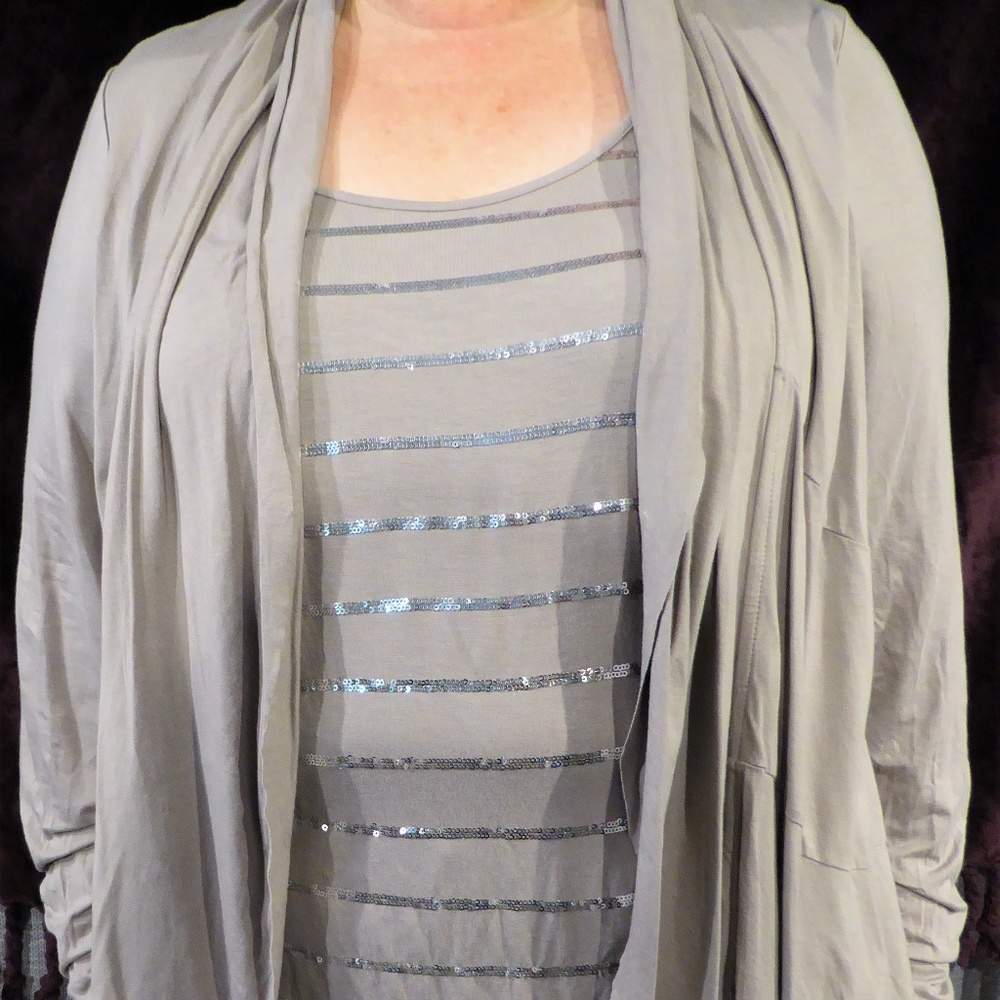 Inc One Piece Cardigan Tunic Top with Sequins 3X
